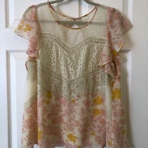 Anthropologie Lace & Floral blouse